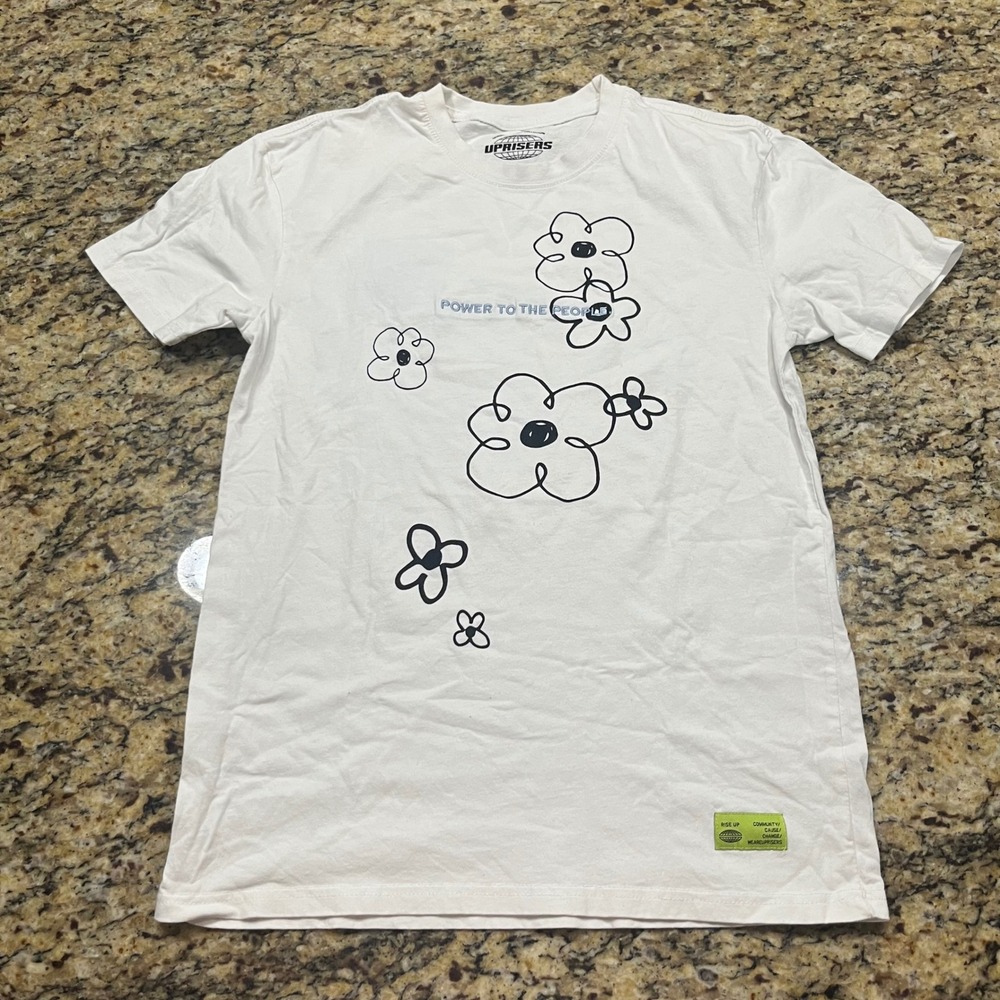 Uprisers World Collection Power to the People Flower Graphic T-Shirt Mens Small